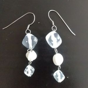 White/Clear Dice Earrings